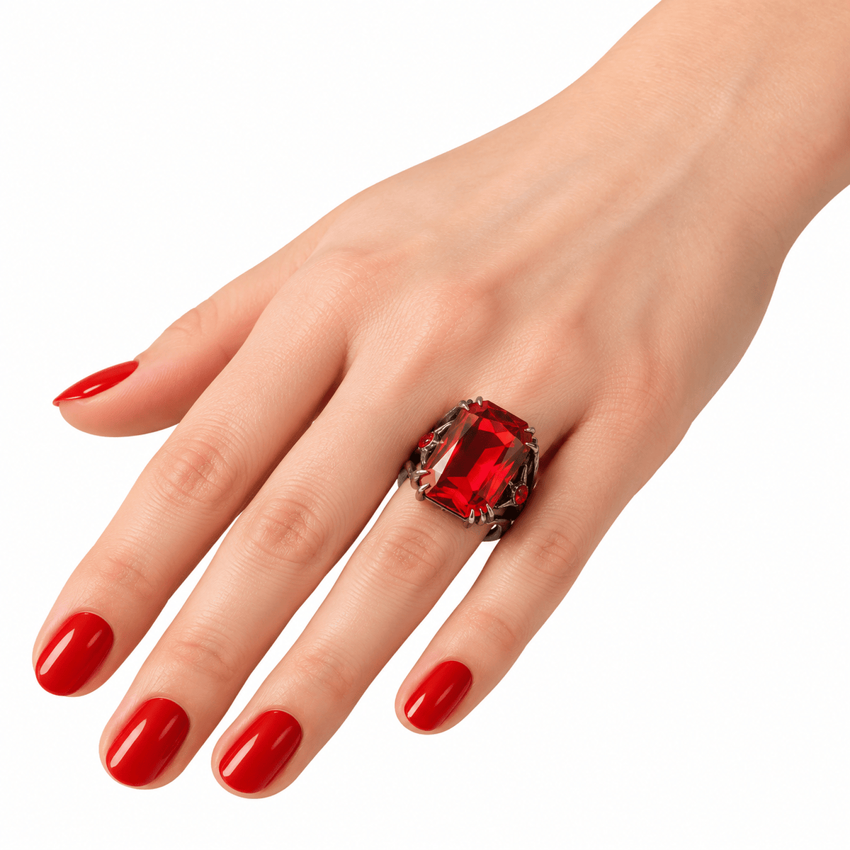 Alpha 55 Bague Pierre Rouge – Bijou Accessoire Halloween