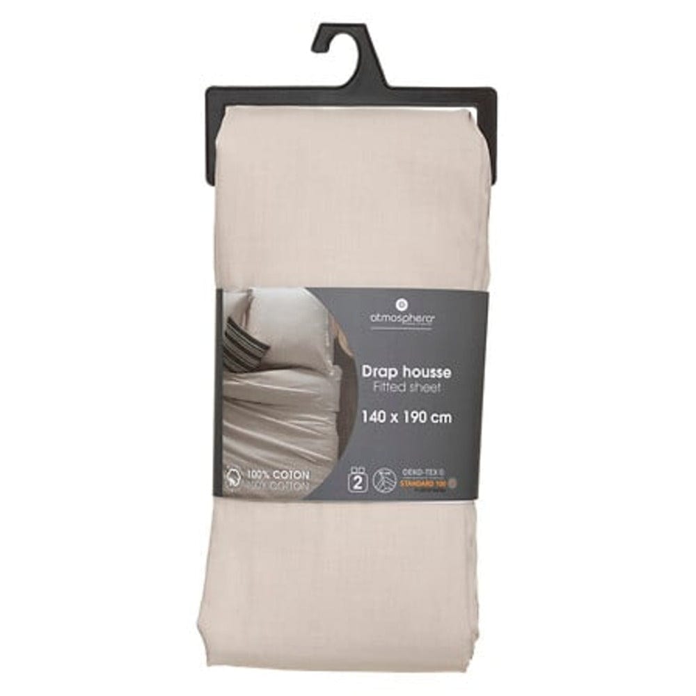Alpha 55 Beige Lin Drap housse 2 pour personnes en coton