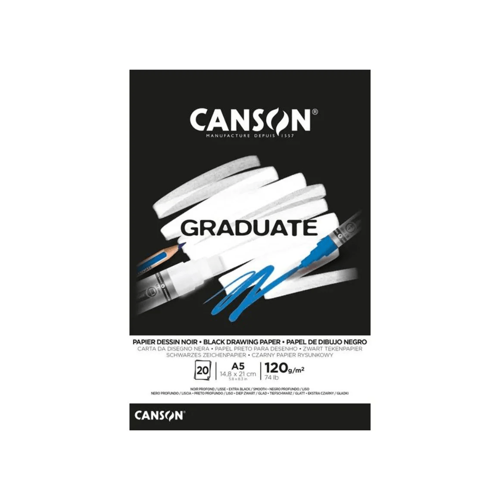 Alpha 55 Bloc dessin canson graduate papier 20 feuilles A5