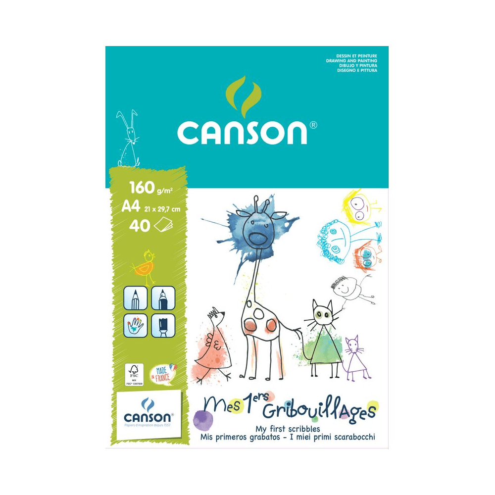 Alpha 55 Bloc dessin canson kids gribouillage 40 feuilles A4