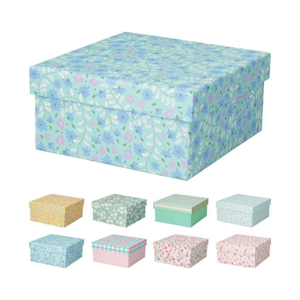Alpha 55 Boîte cadeau imprimée carreaux floral & rayé