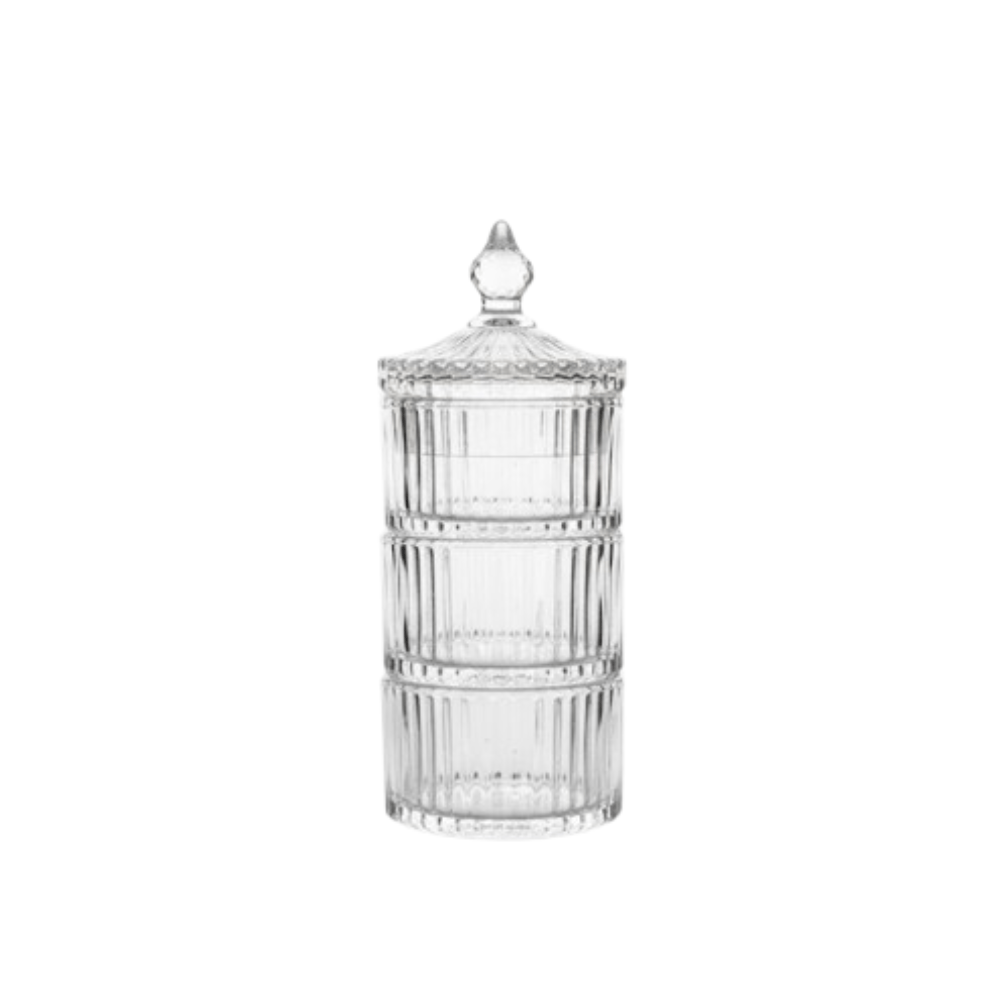 Alpha 55 Bonbonnière 3 Étages en Verre Transparent – Élégante