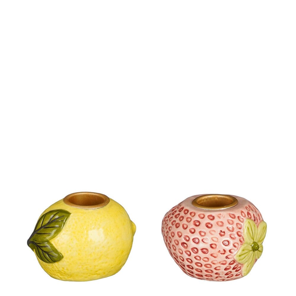 Alpha 55 Bougeoir en Céramique Fraise & Citron – Déco Fruitée