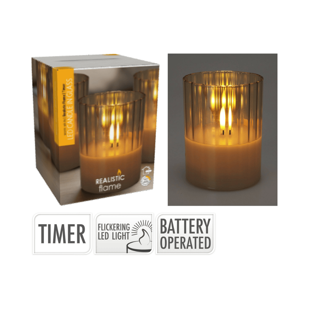 Alpha 55 Bougie LED en verre ambre décorative