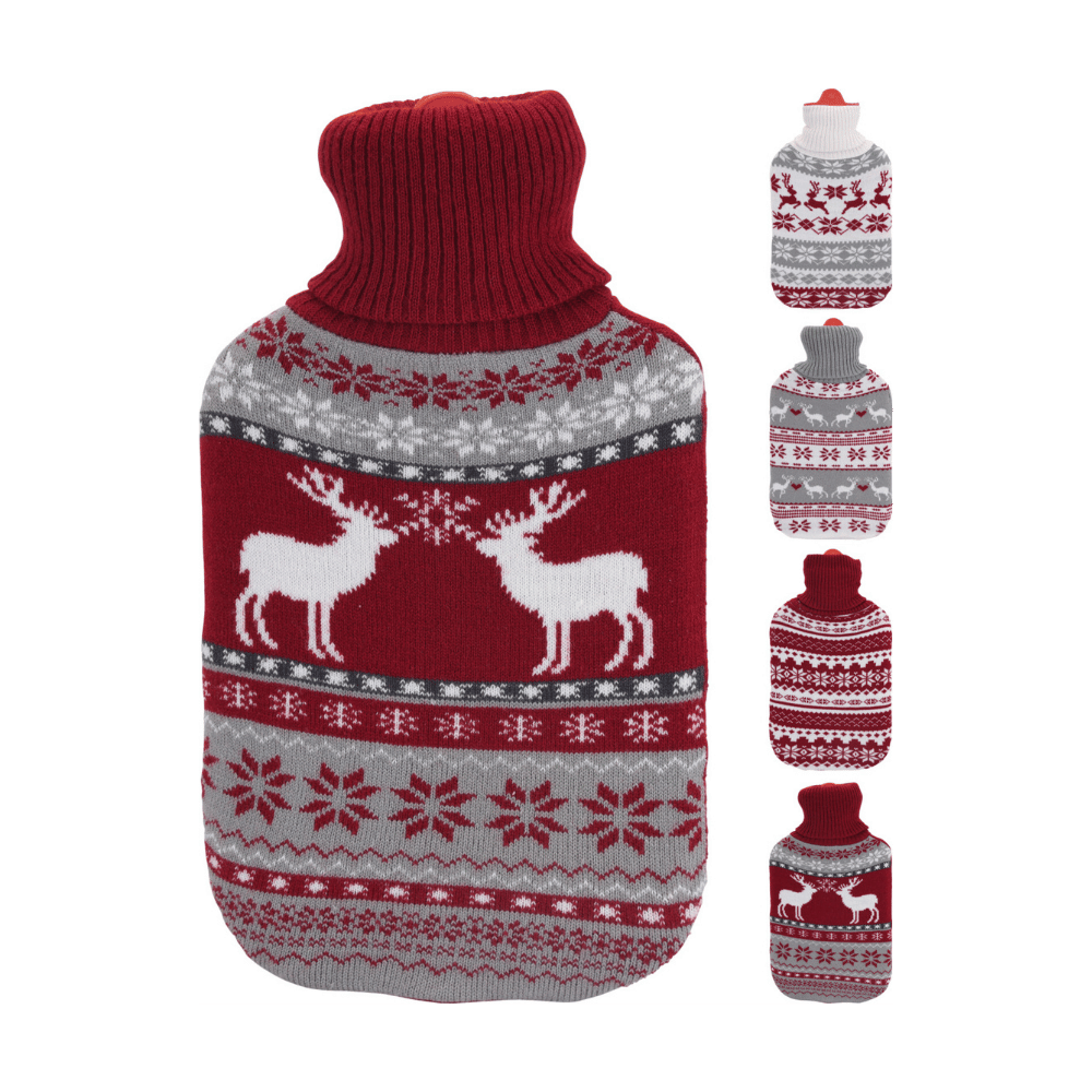 Alpha 55 Bouillotte Bouillotte Nordique 1,75L Housse Tricot Motif Renne