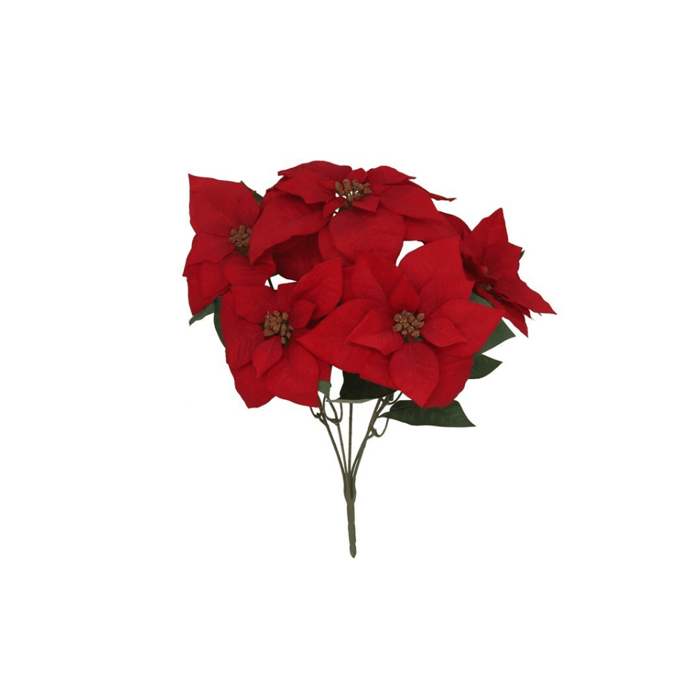 Alpha 55 Bouquet de 5 poinsettias – Fleur de Noël décorative