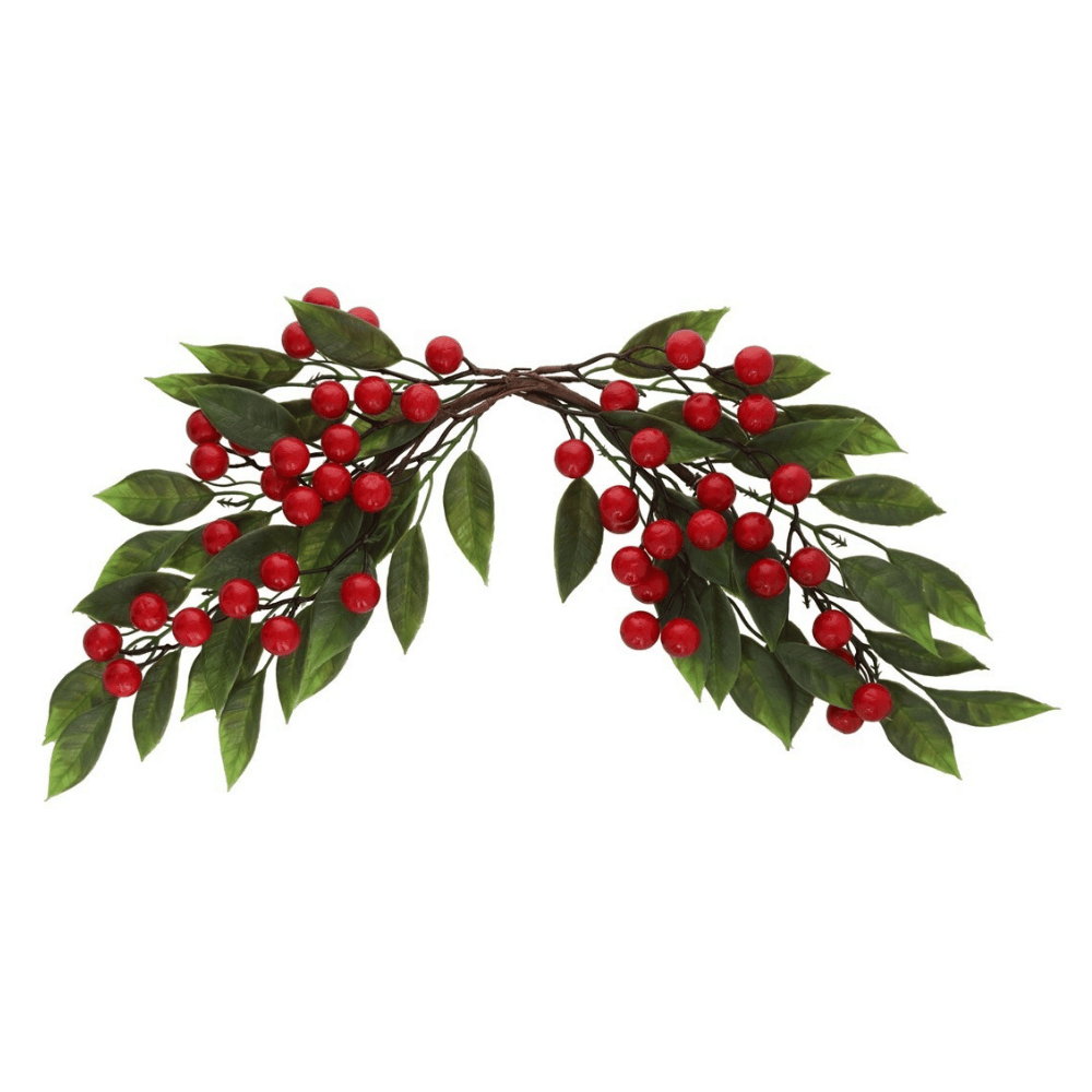 Alpha 55 Branche feuilles vertes & baies rouges – Déco de Noël