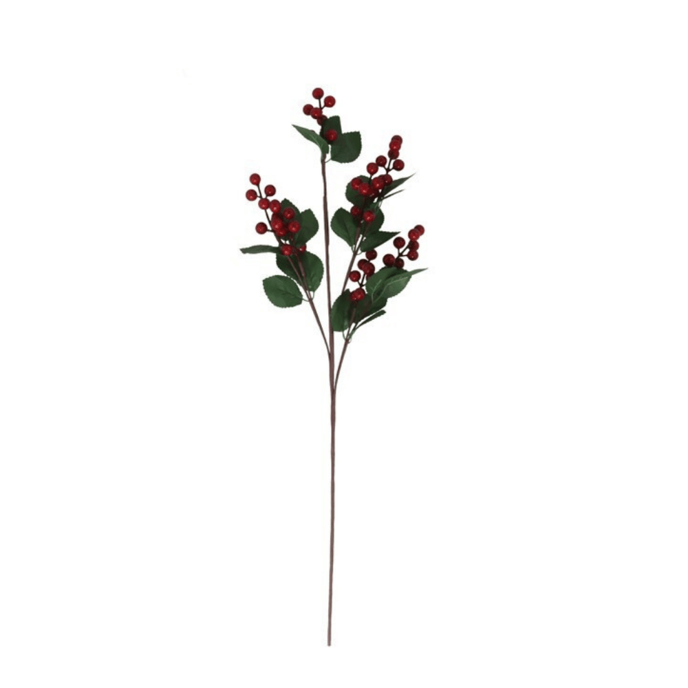 Alpha 55 Branche feuilles vertes & baies rouges – Esprit de Noël
