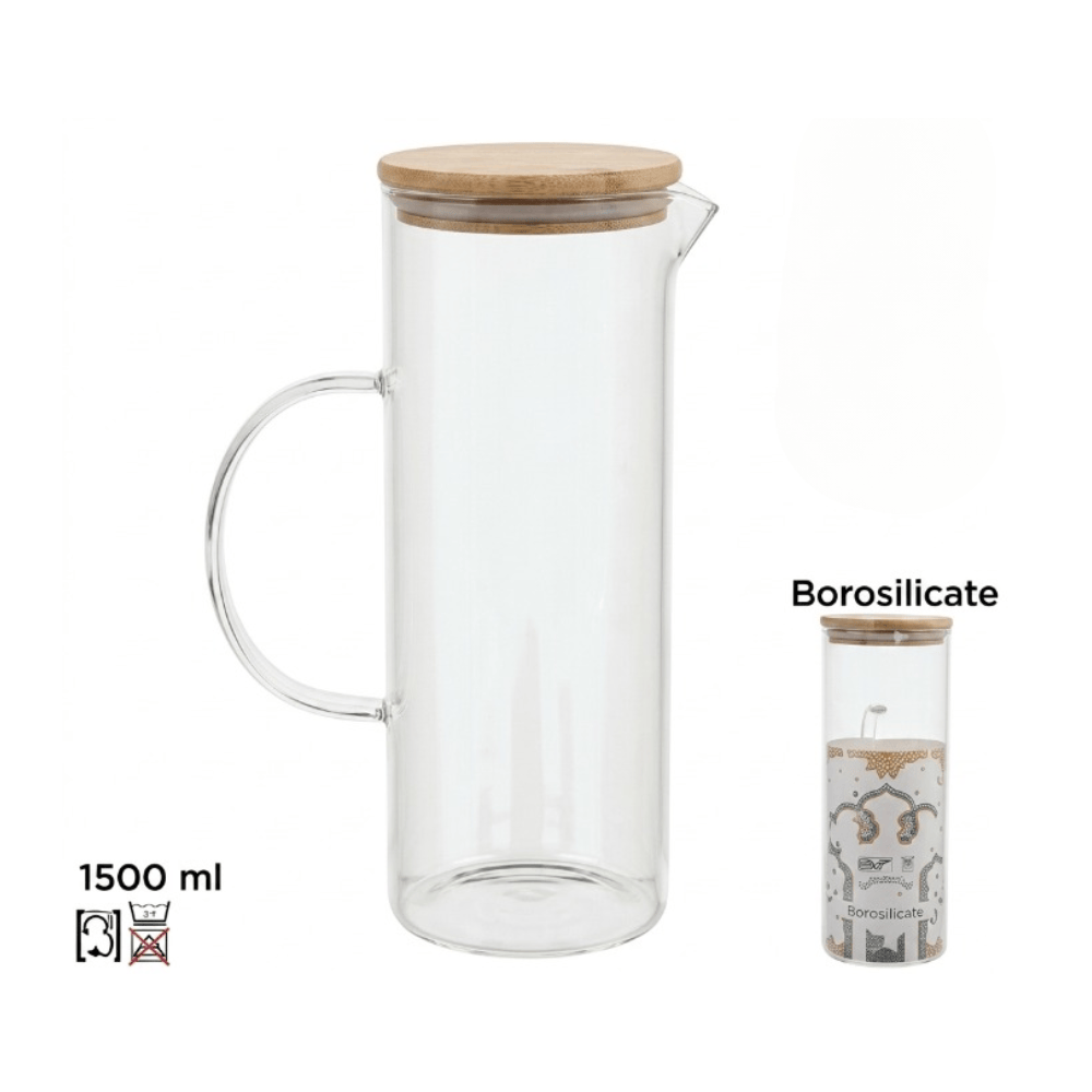 Alpha 55 Carafe borosilicate 1,5L avec couvercle en bambou