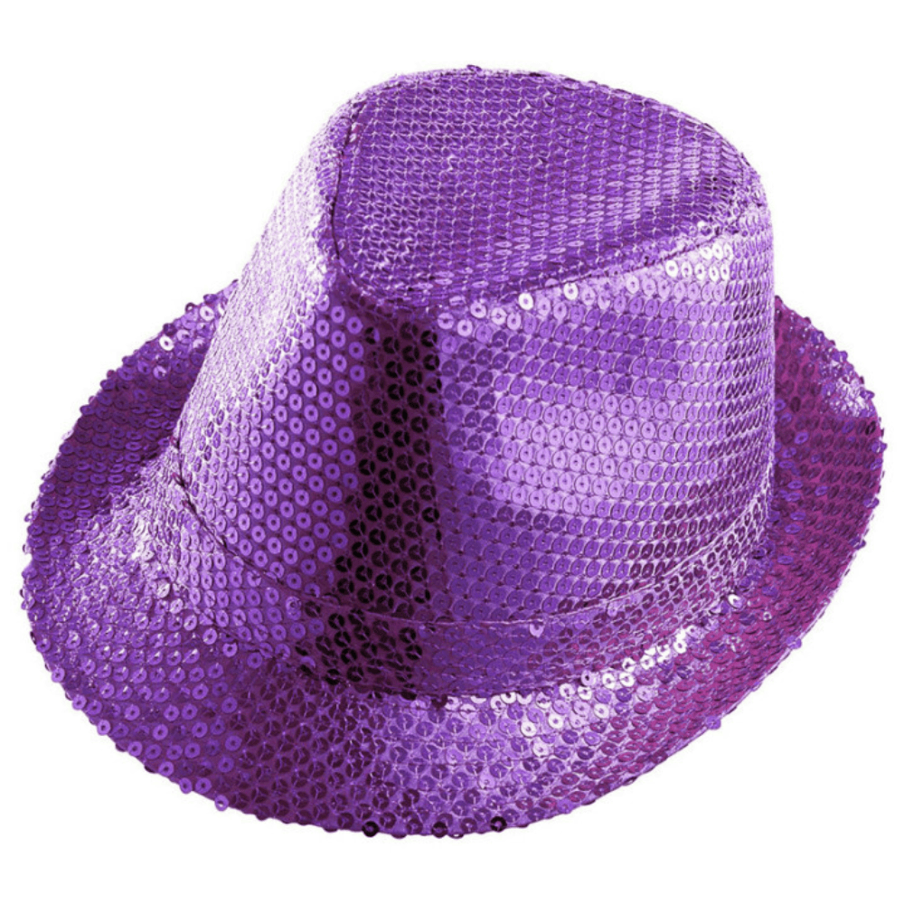 Alpha 55 Chapeau Gangster à sequins violet – Festif & flashy