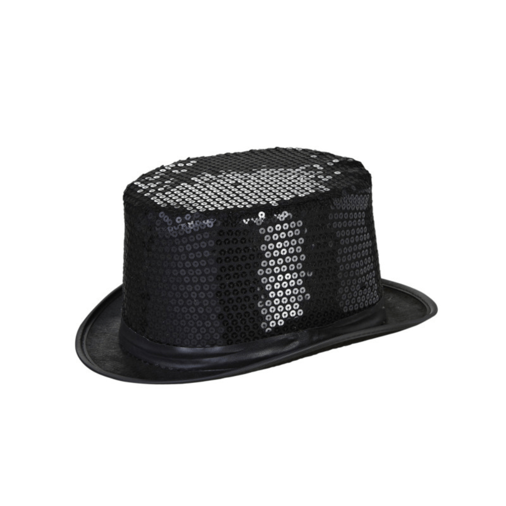 Alpha 55 Chapeau Haut De Forme sequins noir – Élégant & scintillant