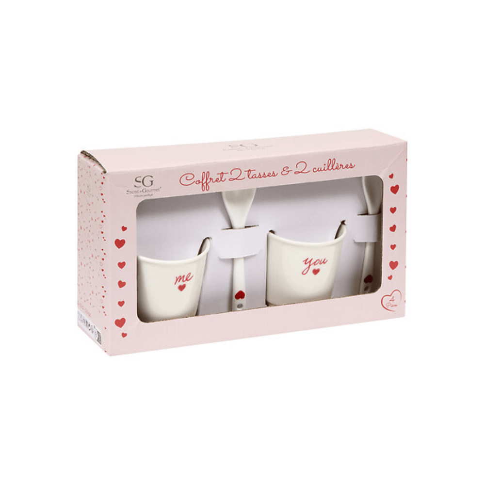 Alpha 55 Coffret 2 tasses espresso Valentine 10 cl blanc