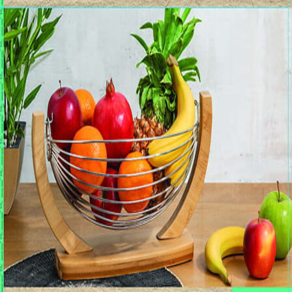 Alpha 55 Corbeille à fruits balançoire en bambou et métal