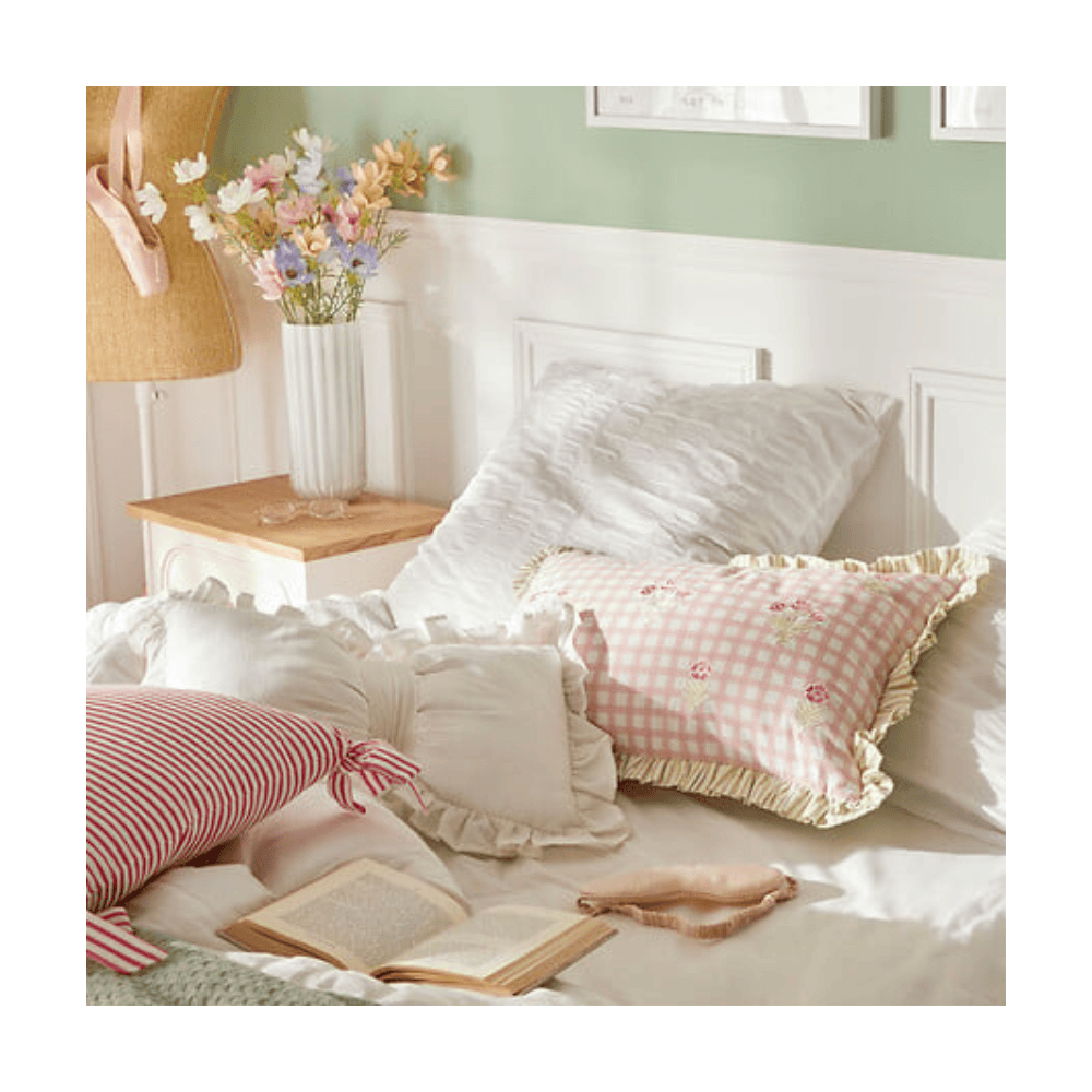 Alpha 55 Coussin broderie Fleur de Rose élégant