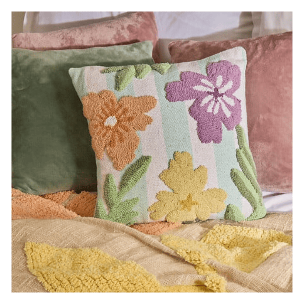 Alpha 55 Coussin Fleurs Sauvages vert décoratif