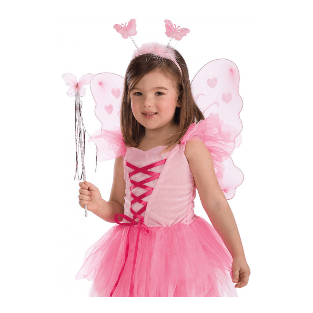 Alpha 55 Déguisement papillon fille rose ailes baguette