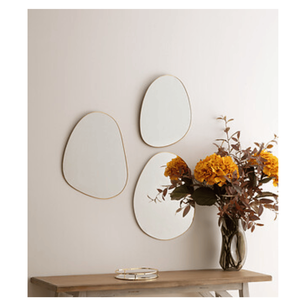 Alpha 55 Doré Lot de 3 miroirs organiseurs Lida en métal