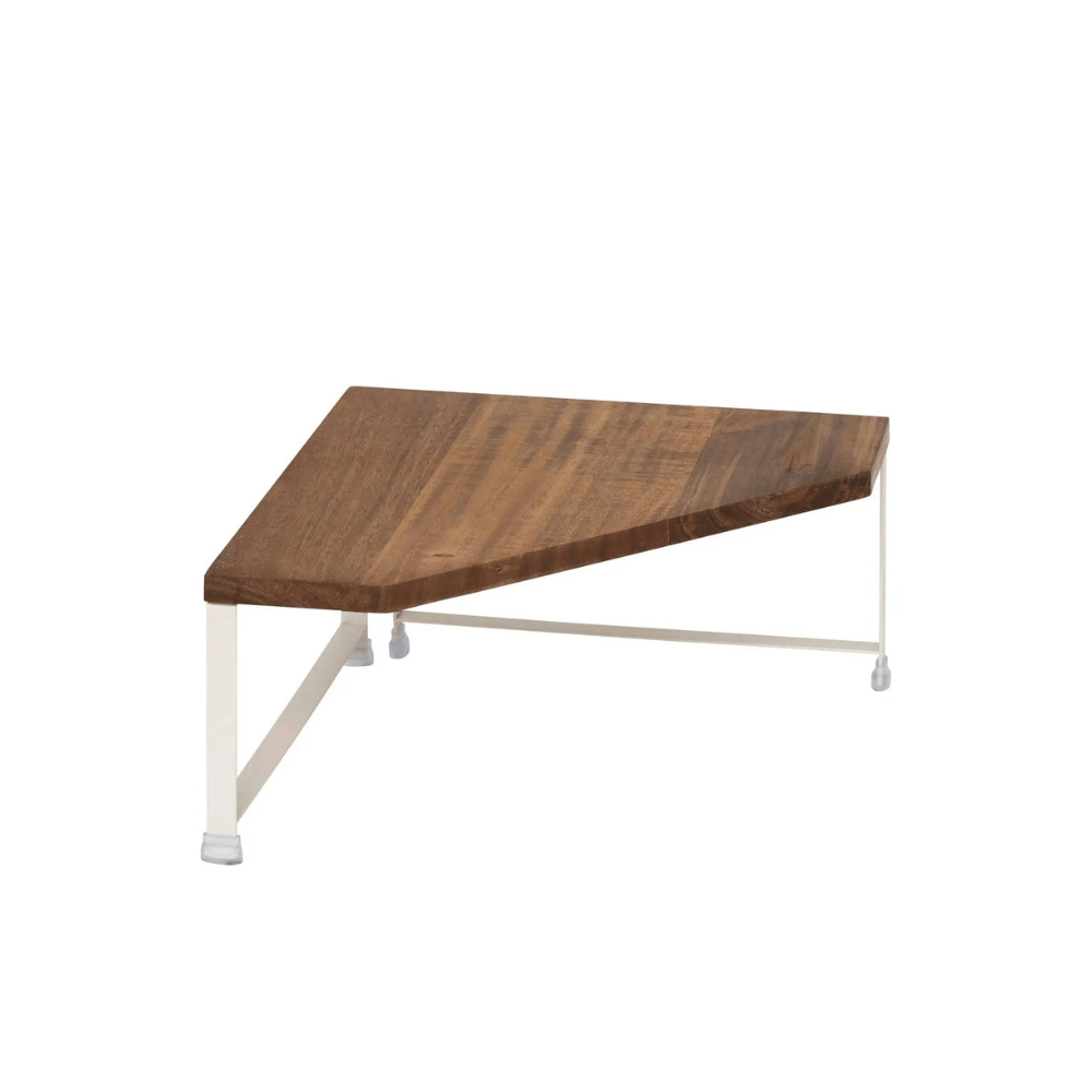 Alpha 55 Étagère d’angle en métal & acacia – Gain de place élégant