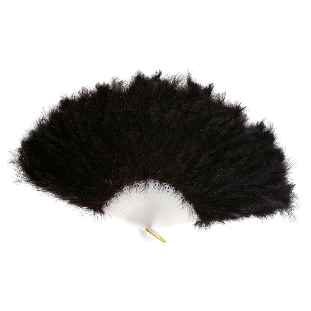 Alpha 55 eventail Éventail à Plumes Noir – Accessoire Déguisement