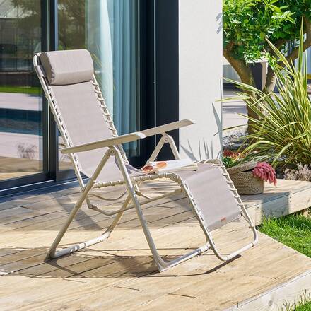 Alpha 55 Fauteuil relax en lin argile Silos 93 × 64 × 110 cm – extérieur