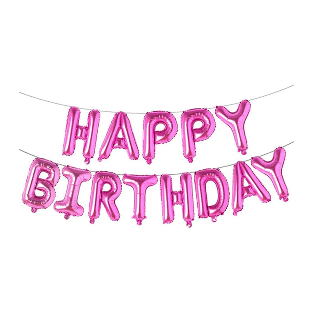 Alpha 55 Fuschia Ballon d'anniversaire HAPPY BIRTHDAY en aluminium 40 cm