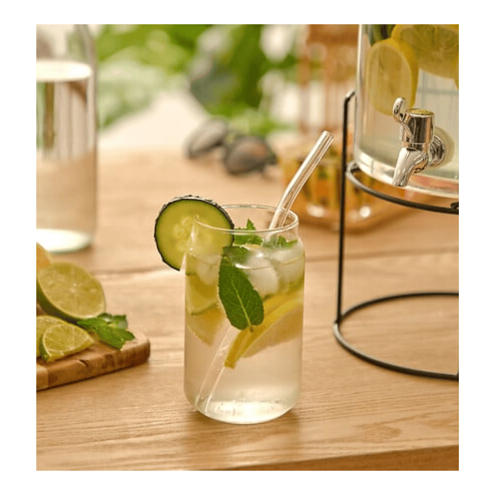 Alpha 55 Gobelet cannette 52cl en verre transparent avec paille