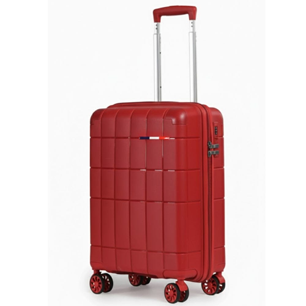 Alpha 55 Grande Trolley 8 Roues Coque Quadrillée Rouge – Style & Sécurité
