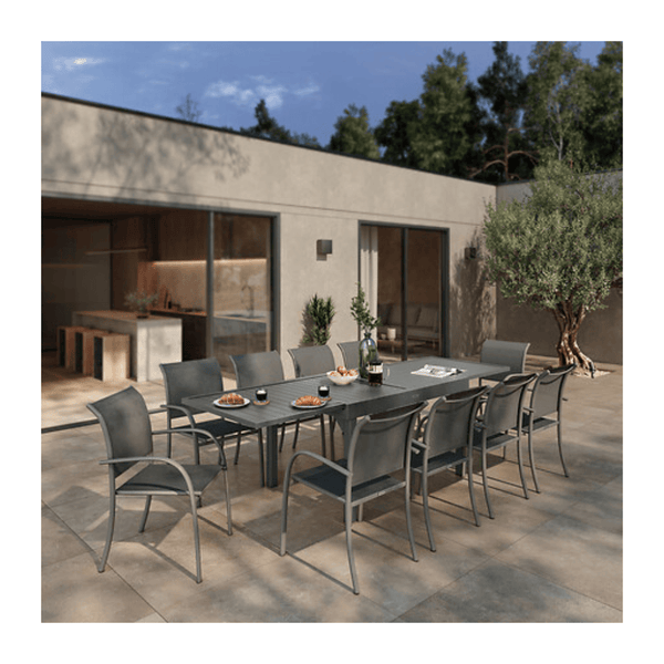 Alpha 55 Gris Fauteuil repas empilable Piazza aluminium
