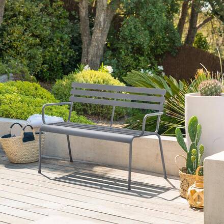 Alpha 55 Gris Graphite Banc de jardin en acier Greensboro 2 places 114 × 56 × 79 cm – gris graphite