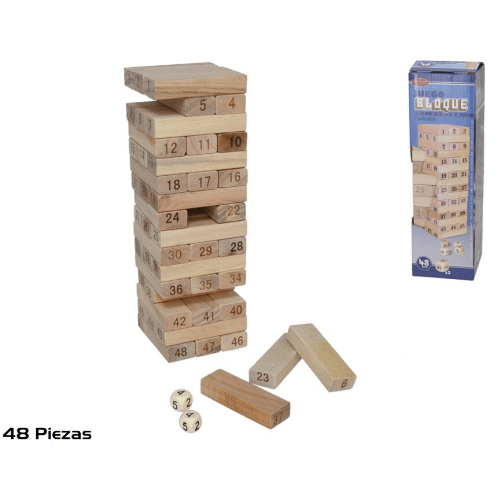 Alpha 55 Jenga 48 pièces en bois – Jeu d’équilibre