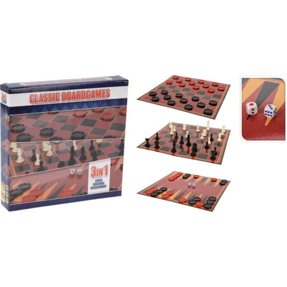 Jeu d'échecs 3 en 1 en bois - ZERONE - Chess, Dames, Backgammon - Jouet Jeu d'échecs 3 en 1 en bois - ZERONE - Chess, Dames, Backgammon - Jouet