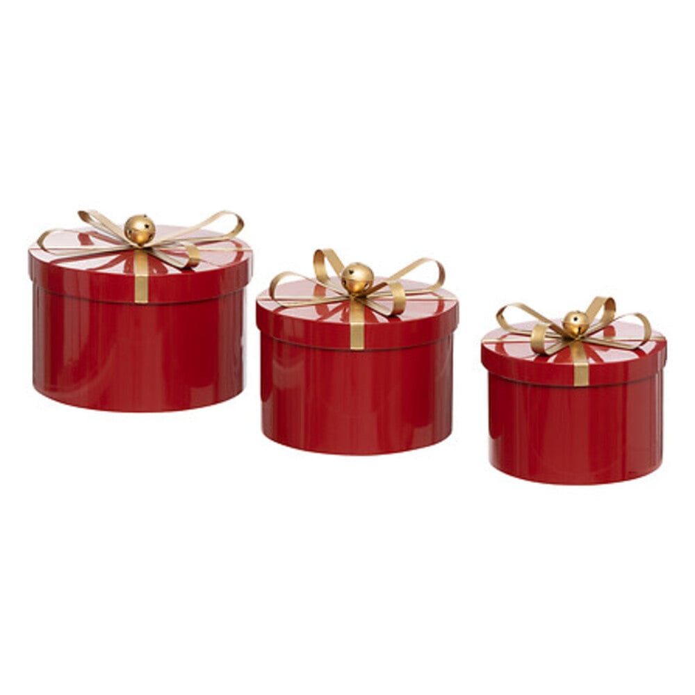 Alpha 55 Lot de 3 Boîtes Rondes en Métal Rouge – Déco & Rangement