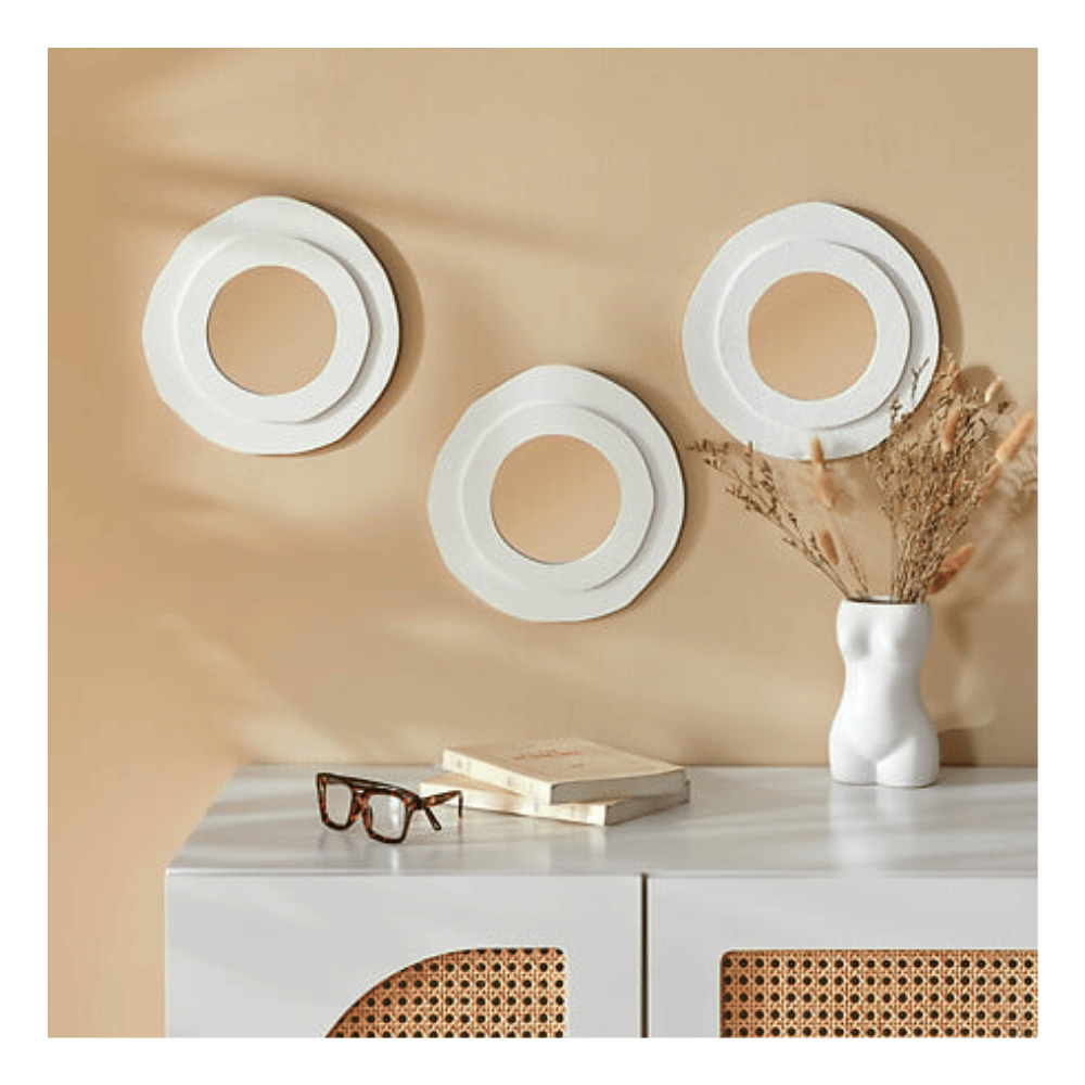 Alpha 55 Lot de 3 miroirs ronds "Emily" blanc déco
