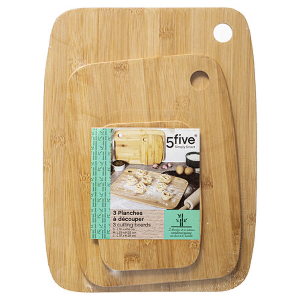 Alpha 55 Lot de 3 planches à découper en bambou