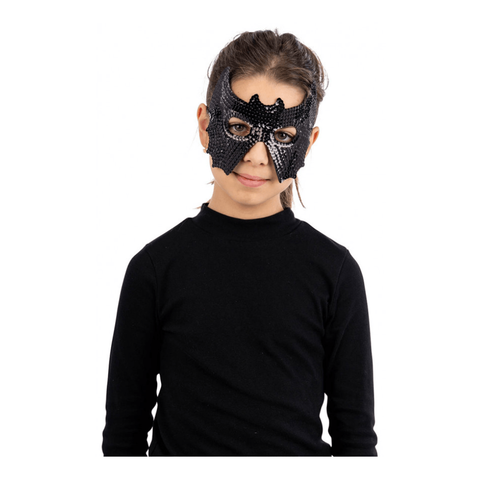 Alpha 55 Masque Chauve Souris Enfant à Sequins Noir