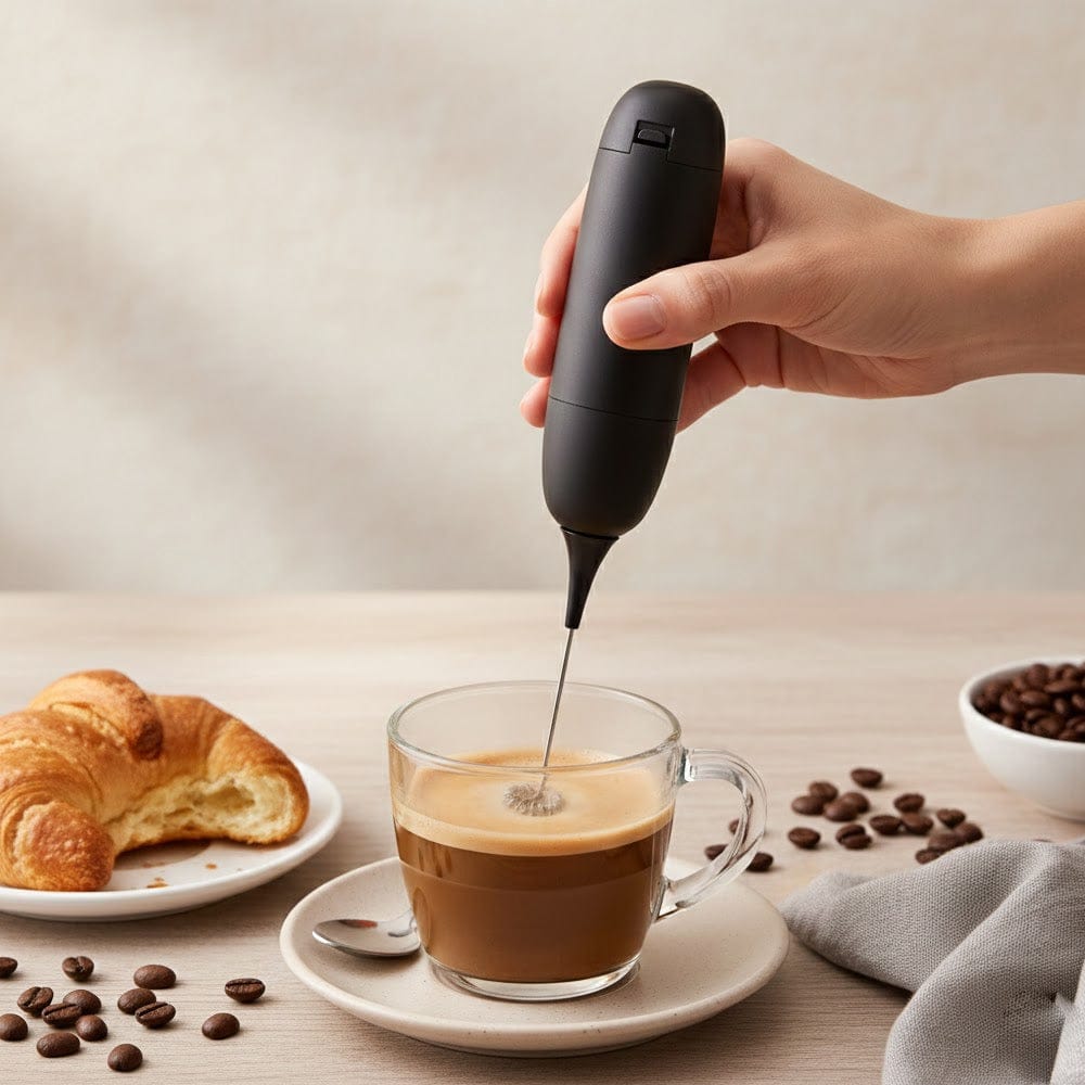 Alpha 55 Mousseur à lait manuel manche noir – Pratique & design