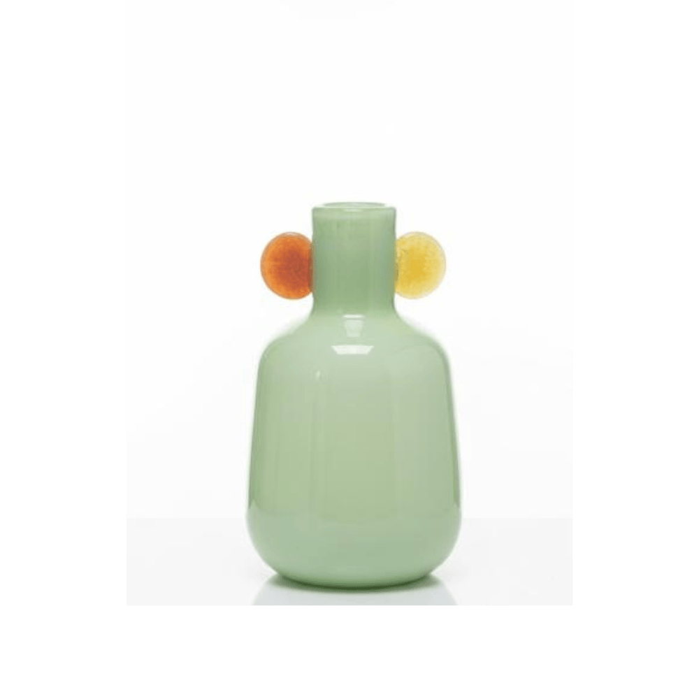 Alpha 55 Moyen Vase Bulbeux en Verre Vert Pastel – Col Étroit Élégant