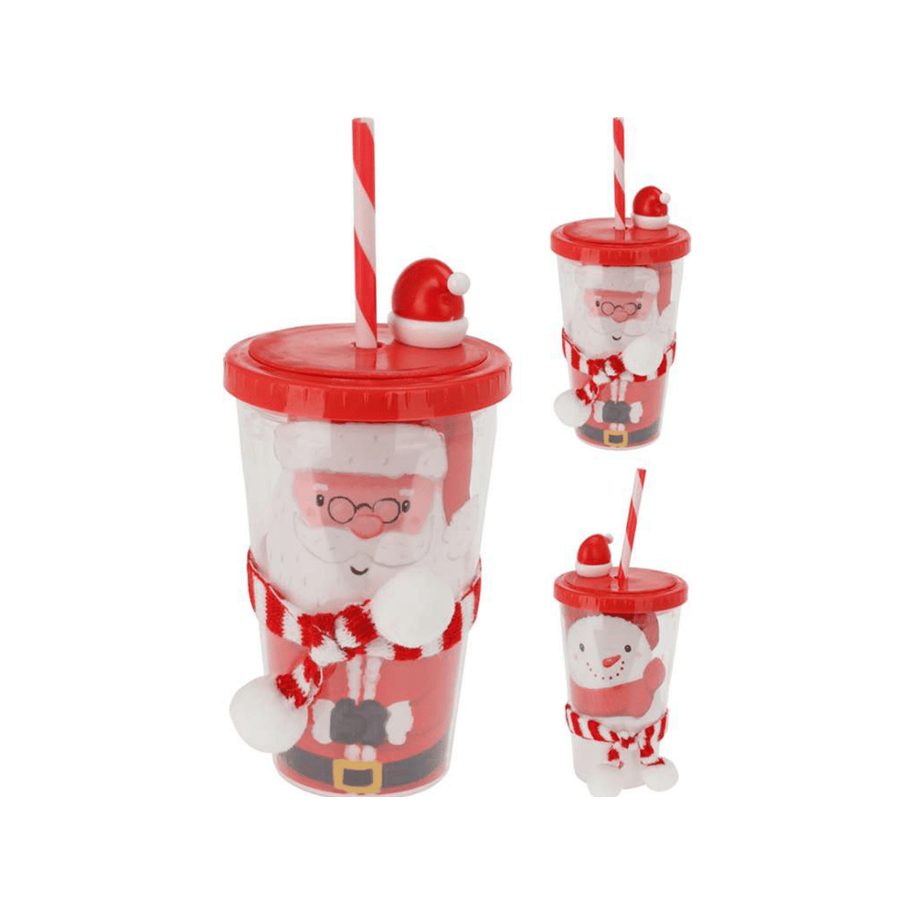 Alpha 55 Mug en plastique avec paille – design festif de Noël