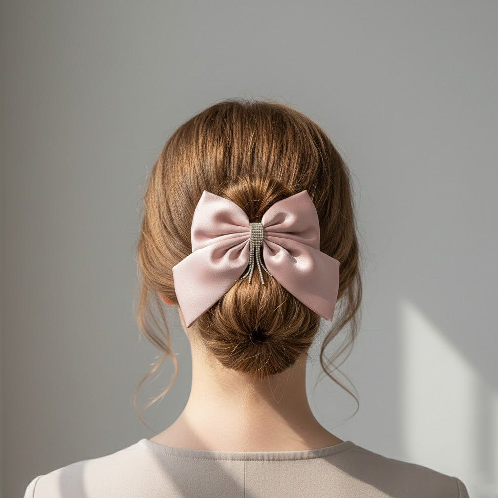 Alpha 55 Nœud tissu cascade strass – Accessoire cheveux chic