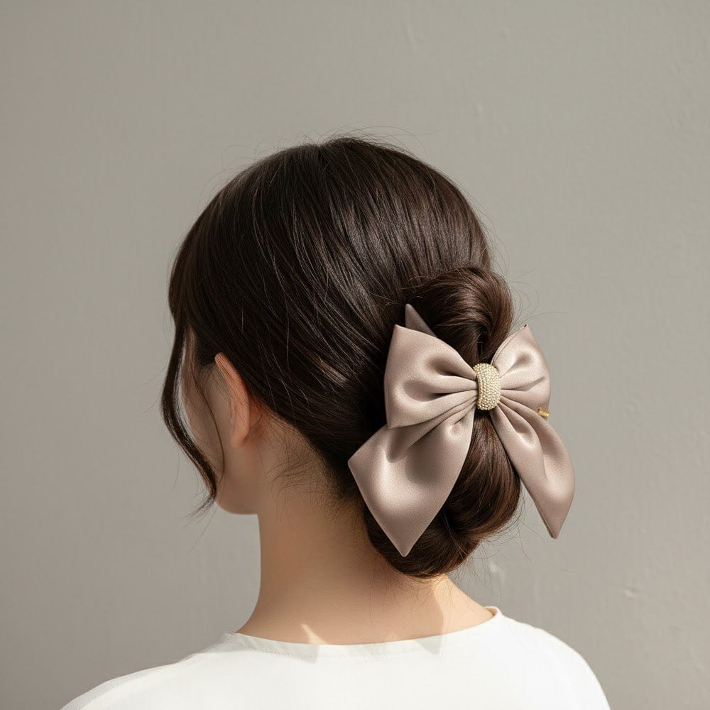 Alpha 55 Nœud tissu plaque strass – Accessoire cheveux élégant