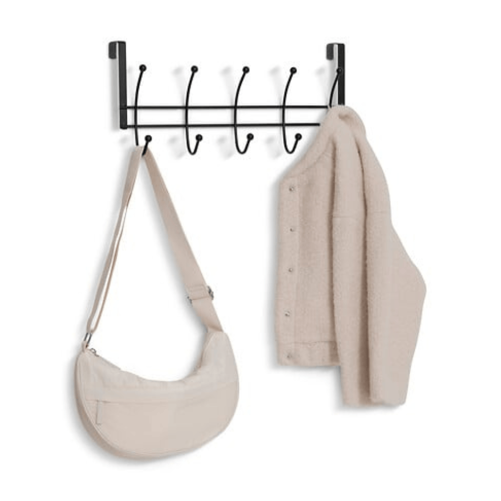 Alpha 55 Noir Patère de porte 10 têtes en métal noir pratique
