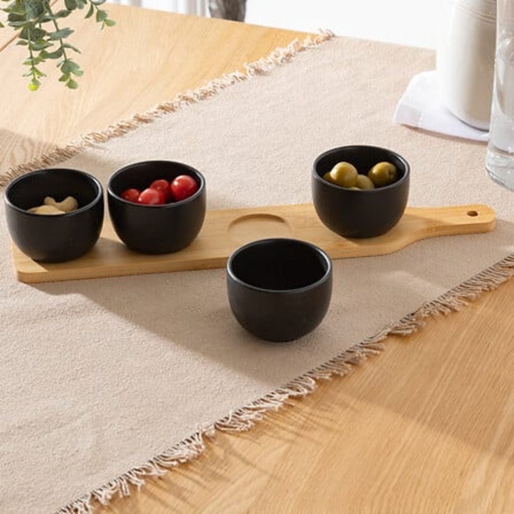 Alpha 55 Noir Set apéritif de 5 pièces, en céramique et bambou