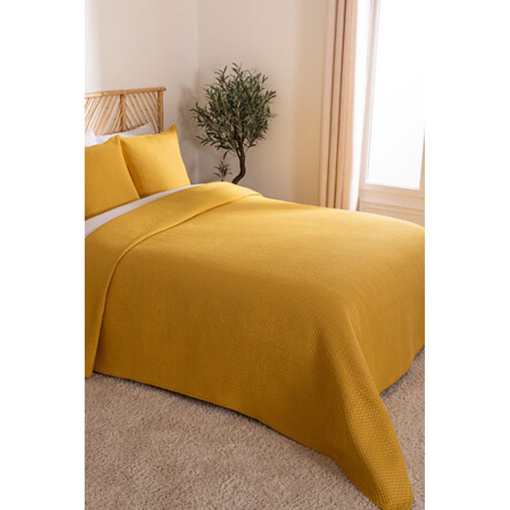 Alpha 55 Ocre Dessus de lit "Dolce" avec 2 taies d'oreiller