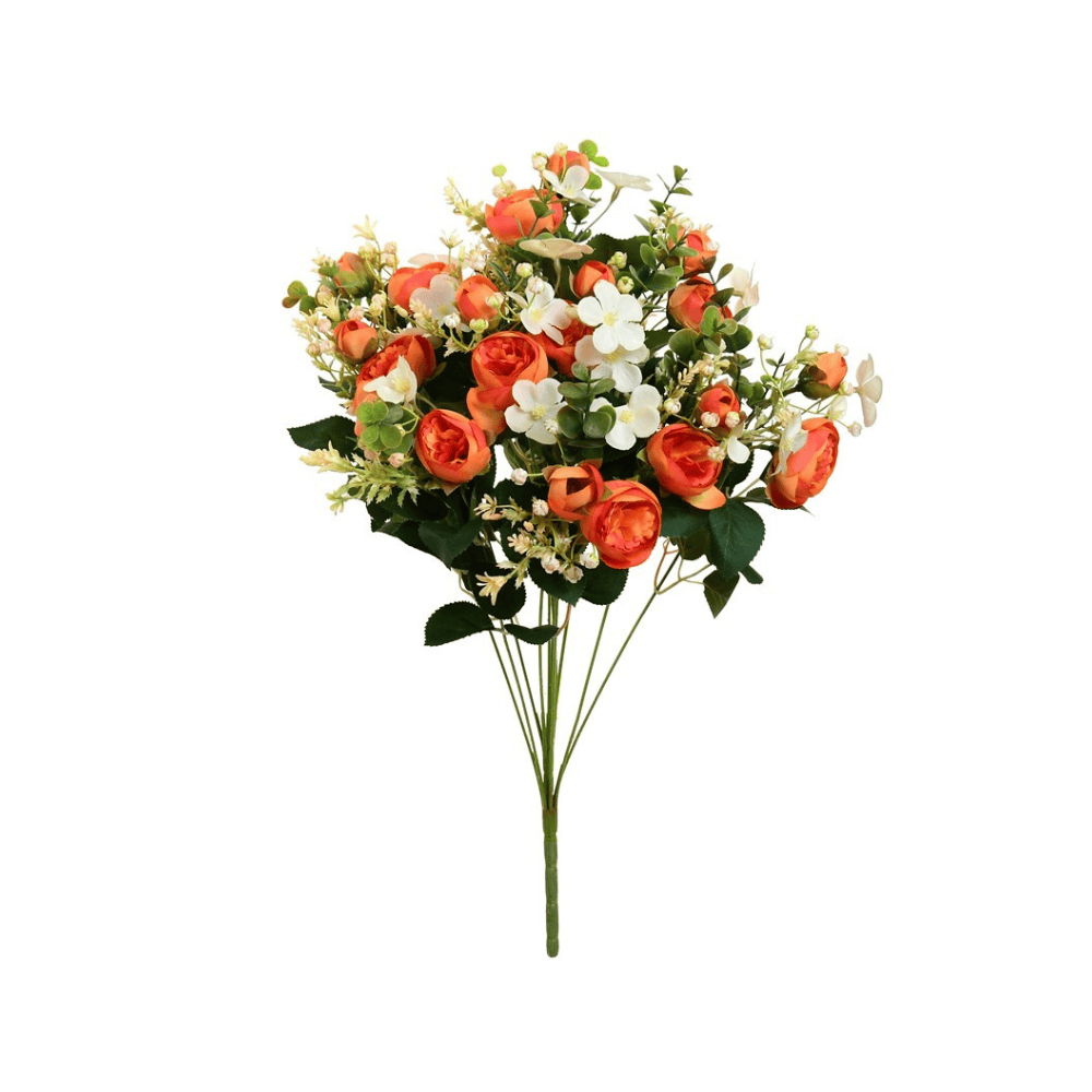 Alpha 55 Orange-blanc Bouquet de 11 renoncules décoratives élégantes