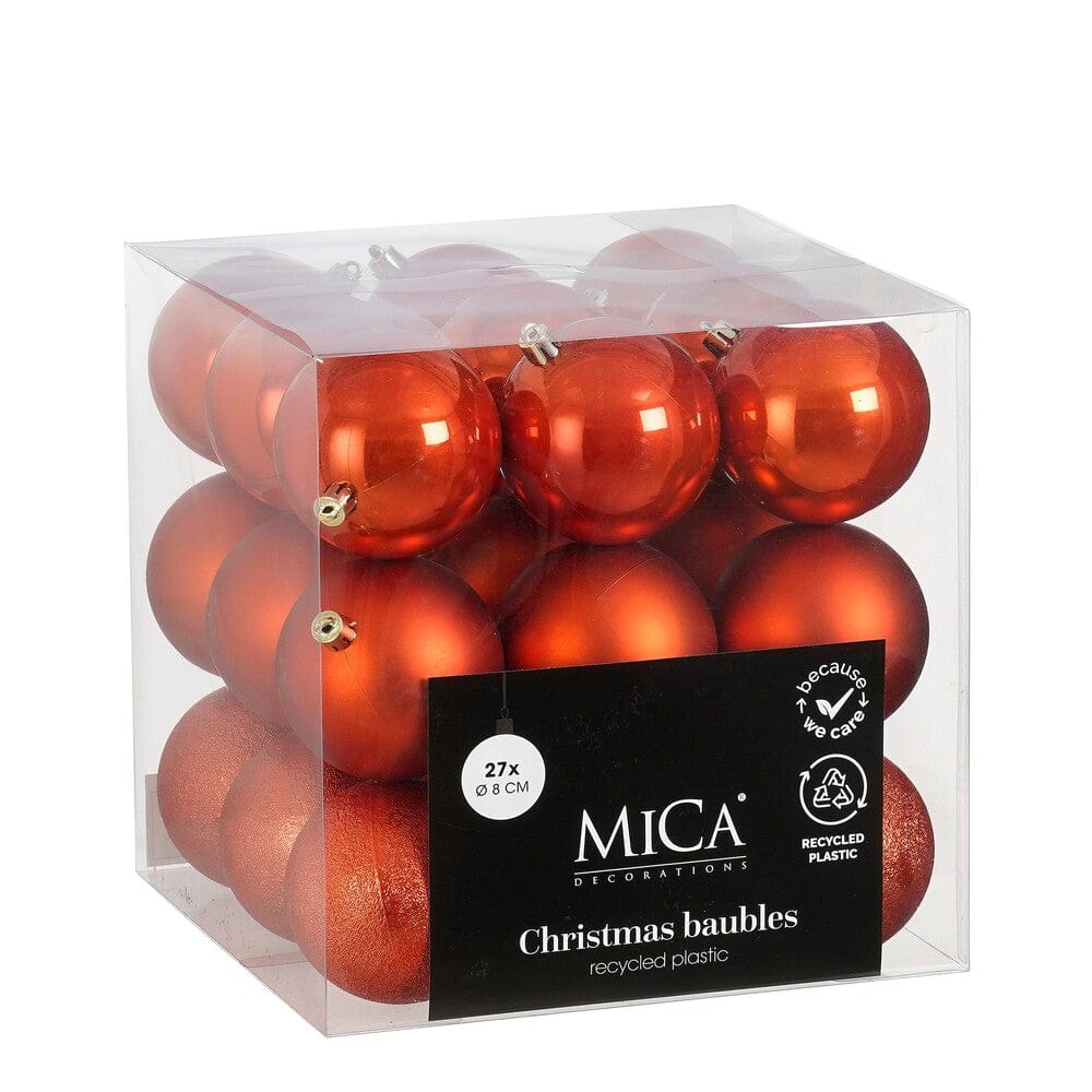 Alpha 55 Orange Set de 27 boules de Noël en plastique