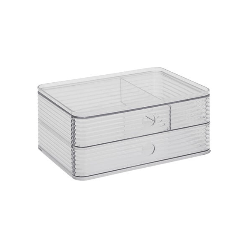 Alpha 55 Organiseur de rangement en plastique transparent Plastor 2 tiroirs 23,3 × 16 × 10,5 cm