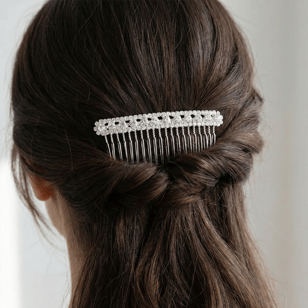 Alpha 55 Peigne strass argent – Accessoire cheveux élégant