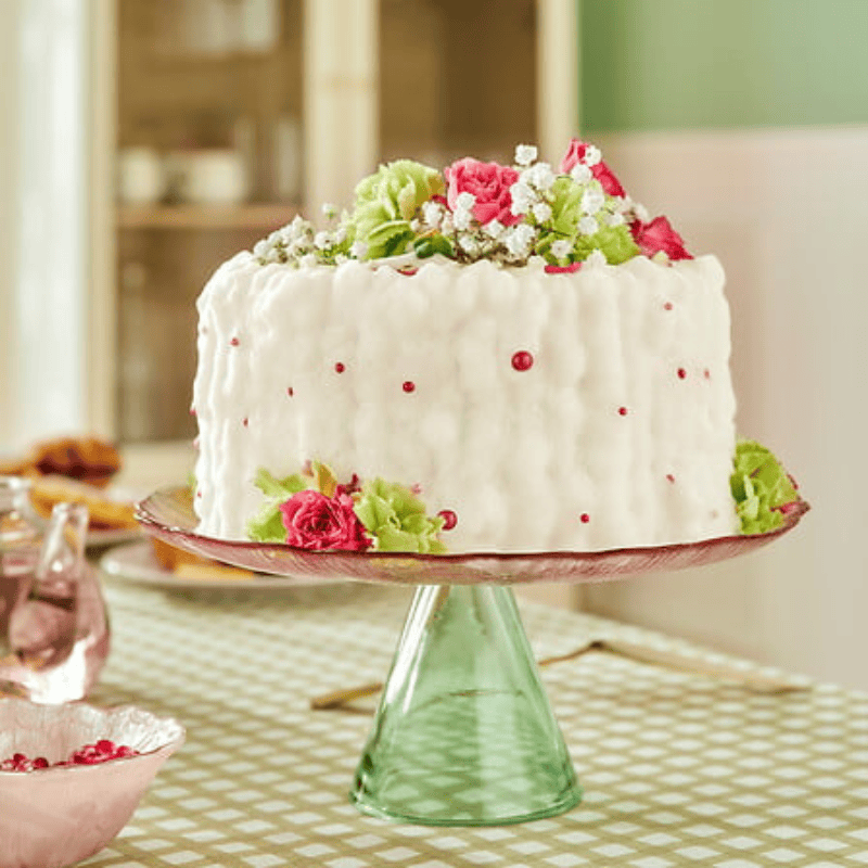 Alpha 55 Plat à Gâteau Verre Fleur Rose
