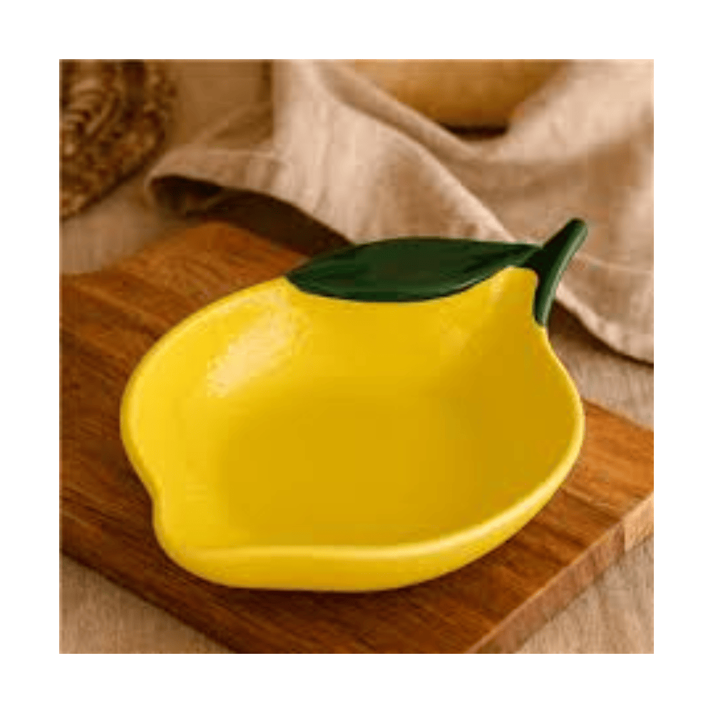 Alpha 55 Plat présentation citron en céramique jaune