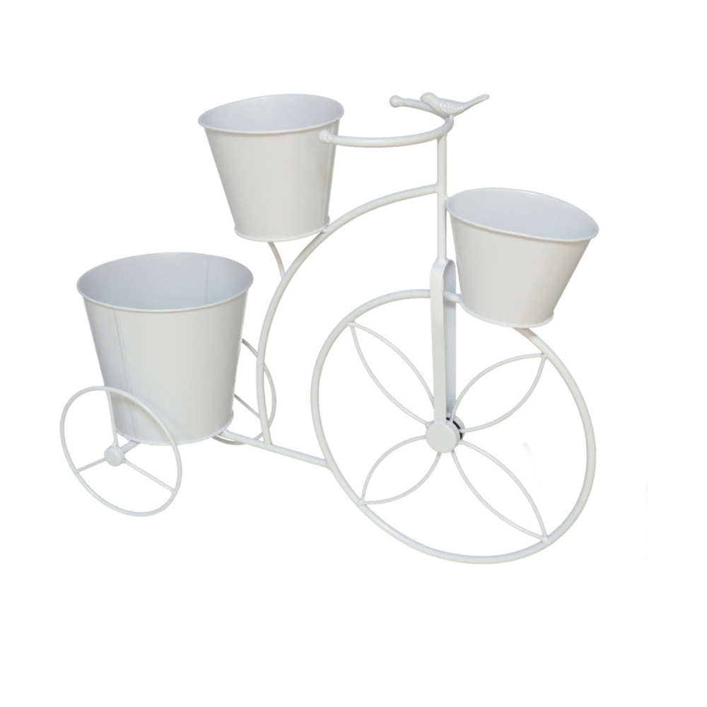 Alpha 55 Porte-plante vélo à 3 paniers blanc déco